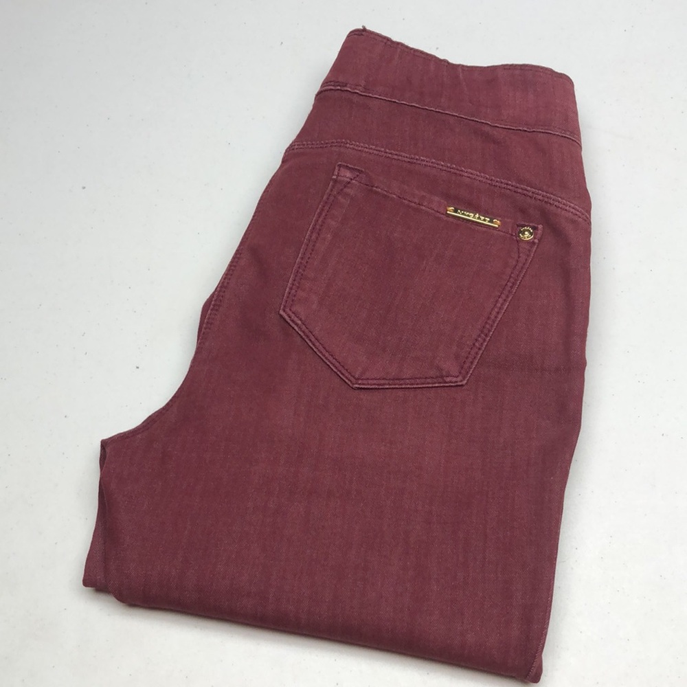 LIKE NEW LUXE DENIM BURGUNDY SKINNY CUFF STRETCH JEANS 8/28x ⭐️
